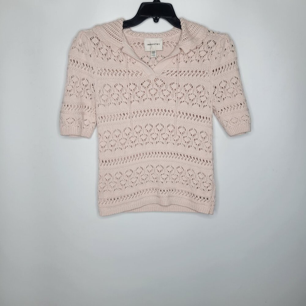Women's Sweater Industry Republic Cotton Crochet Short Sleeve Size M